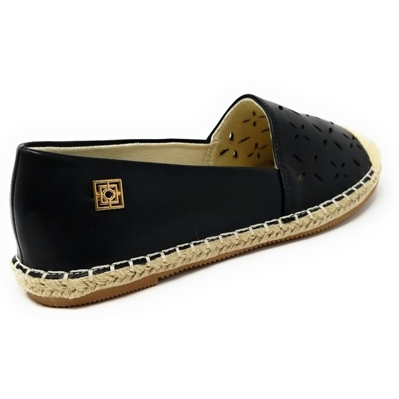 Women Patterned Espadrille Flats, E-2603, Black - Picture 3 of 5